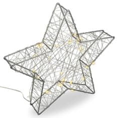Greatstore Vánoční kovová hvězda s 3D efektem - šedá, 25 LED diod