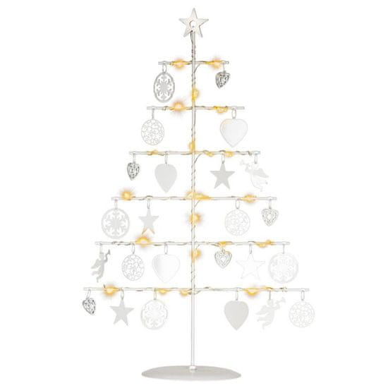 Greatstore Vánoční kovový dekorační strom - bílý, 25 LED, teple bílá