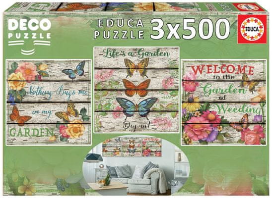 Educa Čtvercové puzzle Venkovská zahrádka 3x500 dílků
