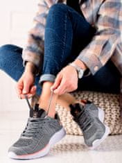 Amiatex Trendy dámské šedo-stříbrné tenisky bez podpatku + Ponožky Gatta Calzino Strech, odstíny šedé a stříbrné, 38