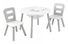 KidKraft Kulatý stůl s úložným prostorem a židličkami - šedý