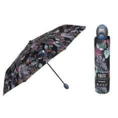 Perletti Dámský skládací automatický deštník TECHNOLOGY Foliage/ šedá, 21717