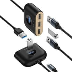 BASEUS Square Round HUB adaptér 4x USB, černý