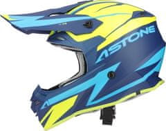 ASTONE Moto přilba MX800 RACERS matná modro/neonově žlutá + 2 ks brýle ARNETTE zdarma XS