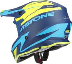 ASTONE Moto přilba MX800 RACERS matná modro/neonově žlutá + 2 ks brýle ARNETTE zdarma XS