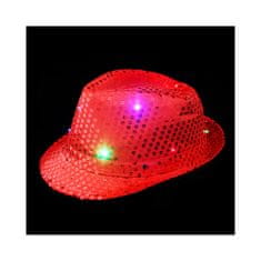 Rappa Klobouk disco červený s LED světlem pro dospělé