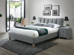 Halmar Čalouněná manželská postel s roštem Sandy 2 160 - šedá/buk