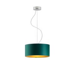 LYSNE.PL Závěsná lampa HAJFA GOLD fi 30 cm 1xE27, kartáčovaná ocel rám, zelená