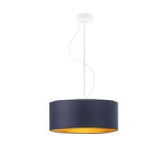 LYSNE.PL Lampa do jídelny HAJFA GOLD fi 40 cm 3xE27, bílý rám, tmavě modrá