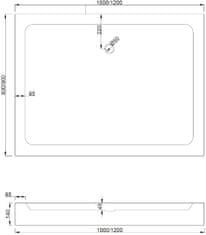 Mexen Rio sprchová vanička obdélníková 120x90, bílá (45109012)