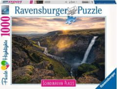 Ravensburger Puzzle Vodopád Haifoss, Skandinávie 1000 dílků