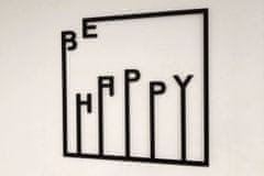 MAJA DESIGN Dřevěný obraz BE HAPPY - černý, 70 x 70 cm