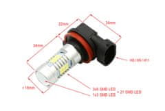 SEFIS LED 5W žárovka H8 H9 H11 21SMD bílá - mlhovky 