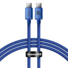 BASEUS Crystal Shine kabel USB-C / USB-C 5A 100W 1.2m, modrý