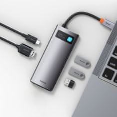 BASEUS Metal Gleam HUB adaptér USB-C - 3x USB, šedý