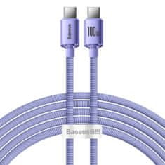 BASEUS Crystal Shine kabel USB-C / USB-C 5A 100W 2m, fialový