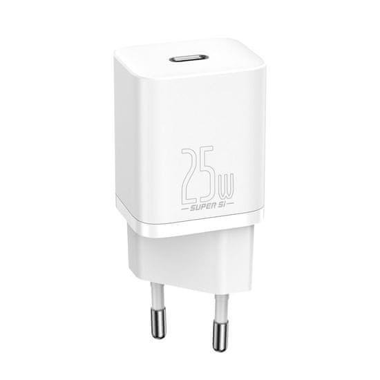 BASEUS Super Si síťová nabíječka USB-C 25W PD QC, bíla