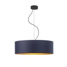 LYSNE.PL Závěsná lampa HAJFA GOLD fi 60 cm 5xE27, černý rám, tmavě modrá