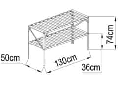 LanitPlast AL regál LANITPLAST 130x50 cm dvoupolicový stříbrný GSB2