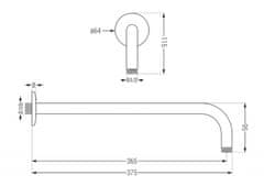 Mexen Sprchové rameno 20 mm, 40 cm růžové zlato 79211-60 - MEXEN