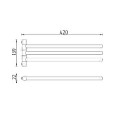 NIMCO Bormo BR 11096-3-26 Držák na ručníky otočný, 42 cm - Nimco