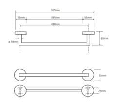 BEMETA BEMETA OMEGA: Držák ručníků 450 mm 104204022 - Bemeta