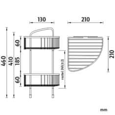 NIMCO Open OP 121D-26 Drátěná rohová police dvoupatrová - Nimco