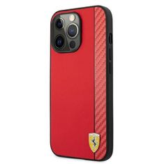 Ferrari FESAXHCP13XRE hard silikonové pouzdro iPhone 13 Pro MAX 6.7" red On Track Carbon Stripe