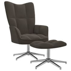 Vidaxl Relaxační křeslo se stoličkou tmavě šedé samet