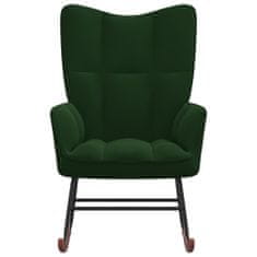 Vidaxl Houpací židle tmavě zelená samet