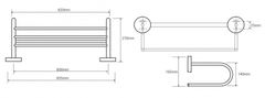 BEMETA BEMETA OMEGA: Polička na ručníky typ U s hrazdou 600 mm 104205172 - Bemeta