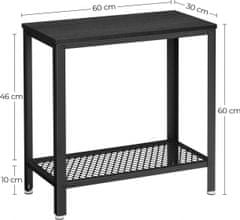 TWM boční stolek 60 x 30 cm ocel/dřevo tmavě šedý