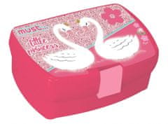 TWM Swan girls jídelní set 350 ml růžový 2dílný