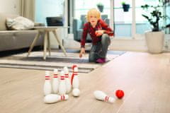 TWM Dřevěná bowlingová hra 12 kusů bílá a červená