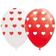 TWM balónky srdce 12 cm latexová červená / bílá 8 ks