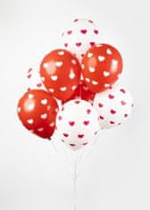 TWM balónky srdce 12 cm latexová červená / bílá 8 ks