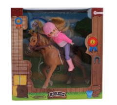 TWM Koně, kůň s dívkou, hnědý 17 cm