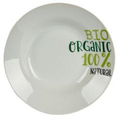 TWM Bio Organic polévkový talíř 20,6 cm porcelán bílý/zelený