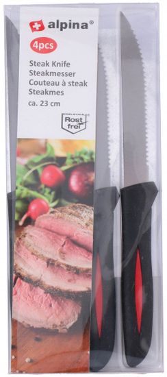 TWM steakové nože 4 kusy 22,8 cm černá/červená