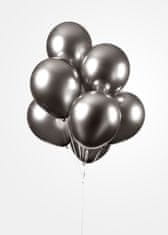 TWM balónkové zrcadlo chrom 30 cm tmavě šedý latex 10 ks