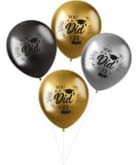 TWM balónky Dokázali jste to! 33 cm zlatý/stříbrný latex 4 ks