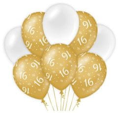 TWM sladkých 16 dívčích latexových zlatých / bílých balónků