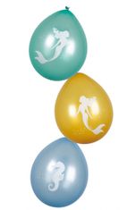 TWM Balónky Mermaid Junior 25 cm latexová zelená / zlatá / modrá 6 kusů