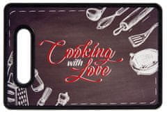 TWM Krájecí deska Cooking With Love 20 x 30 cm hnědá/červená