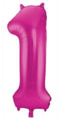 TWM balónek číslo 1 fólie 86 cm růžová