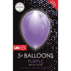 TWM LED balónek 25 cm latex fialový 5 ks