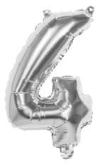 TWM Fóliový balónek číslo 4 stříbrný 36 cm