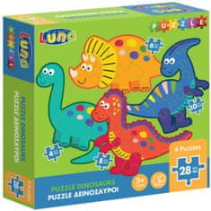 TWM puzzle Dinosauři junior karton červená / modrá / žlutá 28 ks