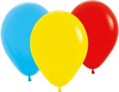 TWM 25 cm balónky latexová modrá / žlutá / červená 25 kusů