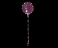 TWM LED balónek na špejli, kulatý 45 cm, růžový 4 ks